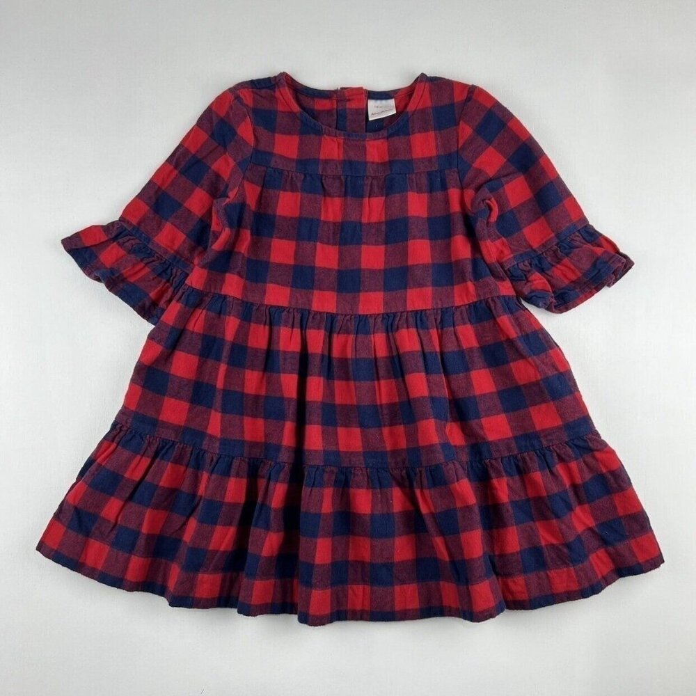 Hanna Andersson Buffalo Plaid Flannel Dress In Hanna Red 110